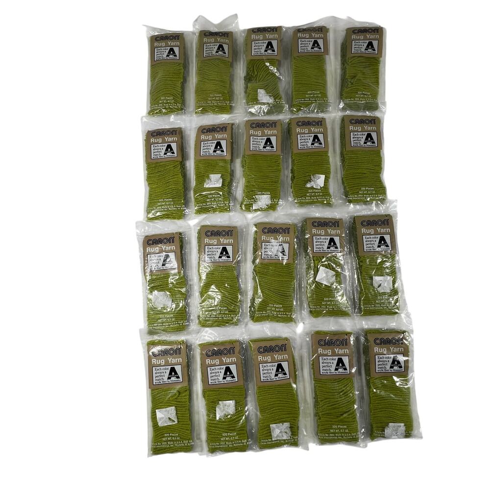 CARON Rug Yarn Lot 20 Chartreuse 0136 Acrylic Acrilan Latch Hook 320 Pieces NEW